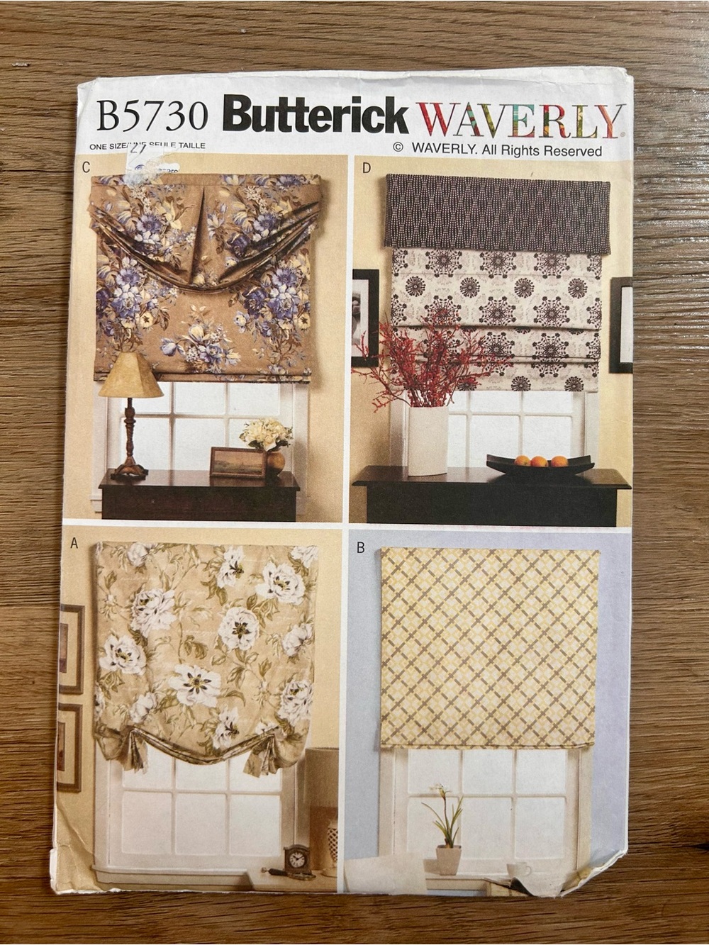 Butterick Waverly B5730 Window Shade & Valance Pattern UNCUT